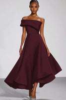 Load image into Gallery viewer, Navy One Shoulder A Line Long Formal Dress