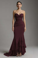 Load image into Gallery viewer, Black Sweetheart Ruched Mermaid Ruffled Long Formal Dress