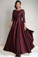 Load image into Gallery viewer, Sparkly Navy Scoop Satin Mother of the Bride Dress