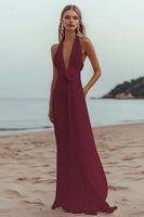 Load image into Gallery viewer, White Chiffon A Line V-Neck Engagement Dress