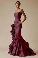 Load image into Gallery viewer, Sweetheart Mermaid Tiered Long Black Tie Dress