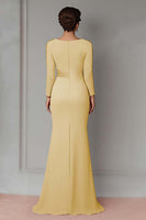Load image into Gallery viewer, Elegant Blush Satin Sheath Mother of the Bride Dress with Long Sleeves