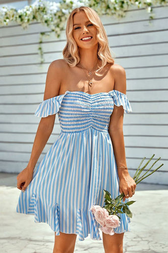 Cute A-Line Off the Shoulder Mini Summer Dress