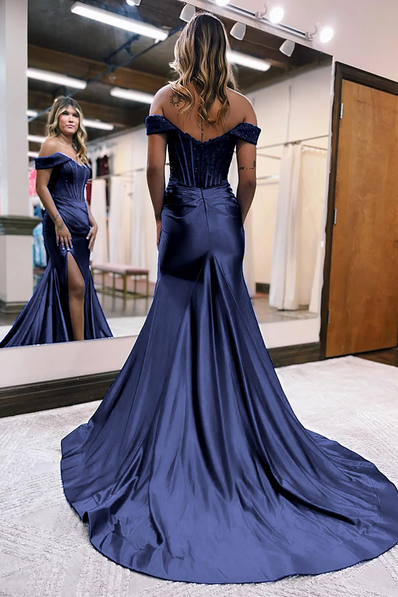 tight navy blue prom dress blue dress for baby girl Tight Fitted Prom Dress in Navy Blue