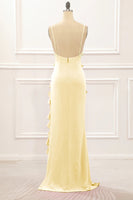 Load image into Gallery viewer, Burgundy Backless Spaghetti Straps Prom Dress With Slit