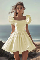 Load image into Gallery viewer, White Satin Mini Short Wedding Dress with Ruffles