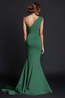 Load image into Gallery viewer, Elegant Khaki Ruched One Shouder Satin Long Formal Dress