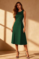 Load image into Gallery viewer, Simple Black Round Neck Satin Bodycon Midi Cocktail Dress