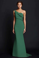 Load image into Gallery viewer, Elegant Khaki Ruched One Shouder Satin Long Formal Dress
