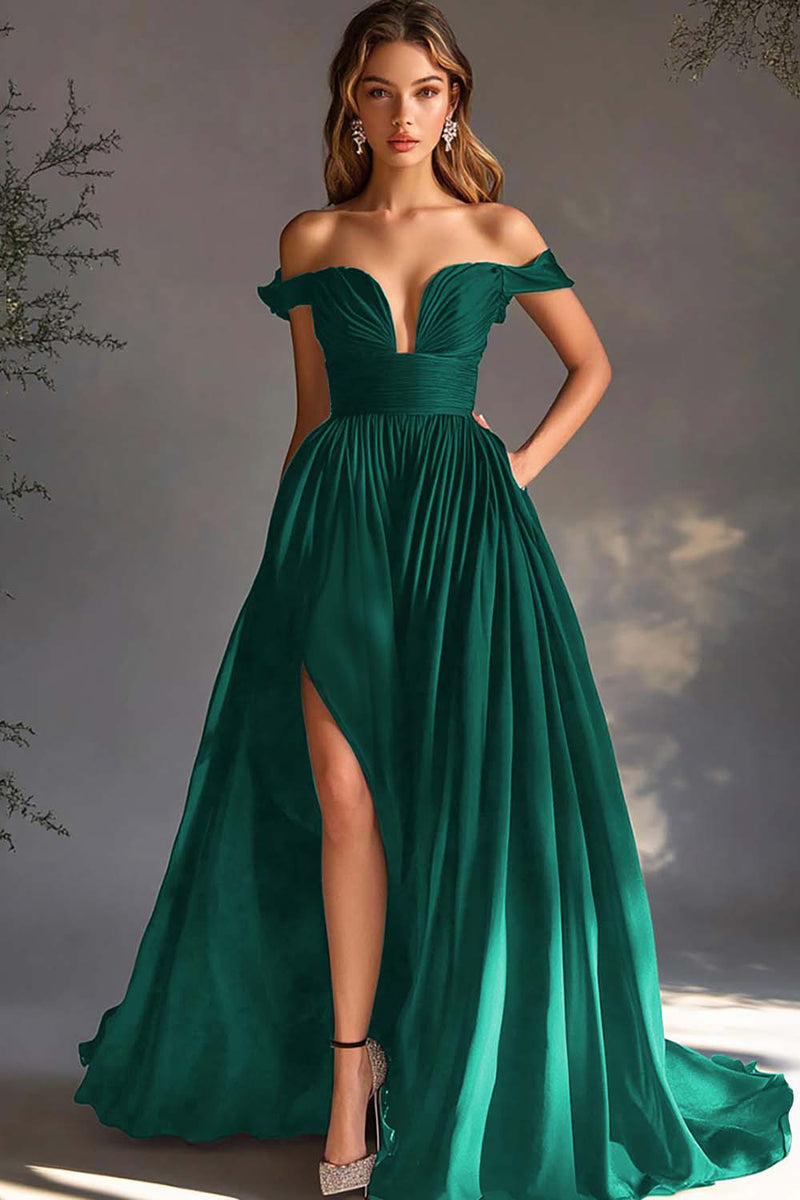 Load image into Gallery viewer, A Line Chiffon Pleated Long Black Tie Dress with Slit
