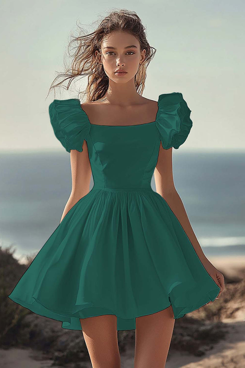 Load image into Gallery viewer, White Satin Mini Short Wedding Dress with Ruffles