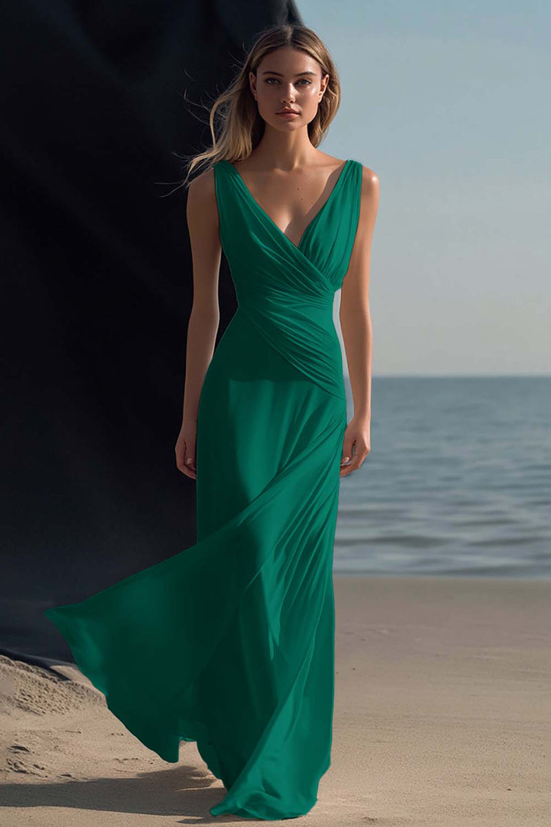 Load image into Gallery viewer, White Sheath V-Neck Chiffon Engagement Dress