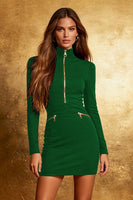 Load image into Gallery viewer, Black High Neck Long Sleeves Tight Cocktail Dress