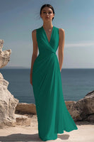 Load image into Gallery viewer, White Chiffon Sheath V-Neck Engagement Dress