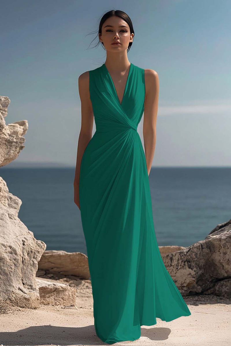 Load image into Gallery viewer, White Chiffon Sheath V-Neck Engagement Dress