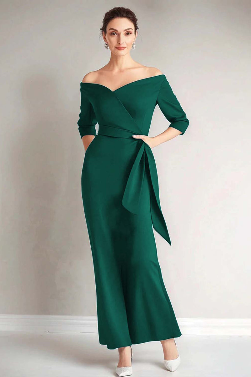 Load image into Gallery viewer, Elegant Navy Off the Shoulder Mother of the Bride Dress