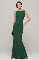 Load image into Gallery viewer, Simple Black Mermaid Boat Neck Long Formal Dress