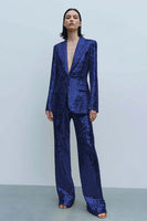 Load image into Gallery viewer, Sparkly Gold Sequins 2 Piece Women Prom Suits with Pockets