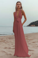 Load image into Gallery viewer, White Chiffon A Line V-Neck Engagement Dress