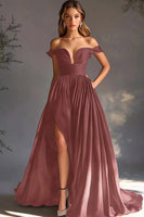 Load image into Gallery viewer, A Line Chiffon Pleated Long Black Tie Dress with Slit