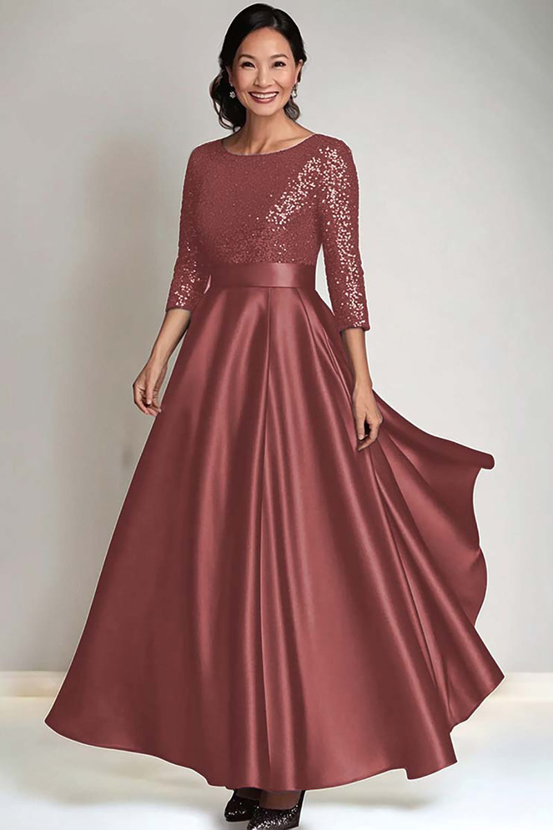 Load image into Gallery viewer, Sparkly Dark Green Scoop Satin Mother of the Bride Dress