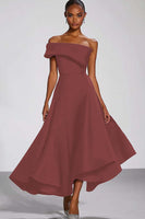 Load image into Gallery viewer, Navy One Shoulder A Line Long Formal Dress