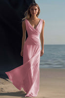 Load image into Gallery viewer, White Sheath V-Neck Chiffon Engagement Dress
