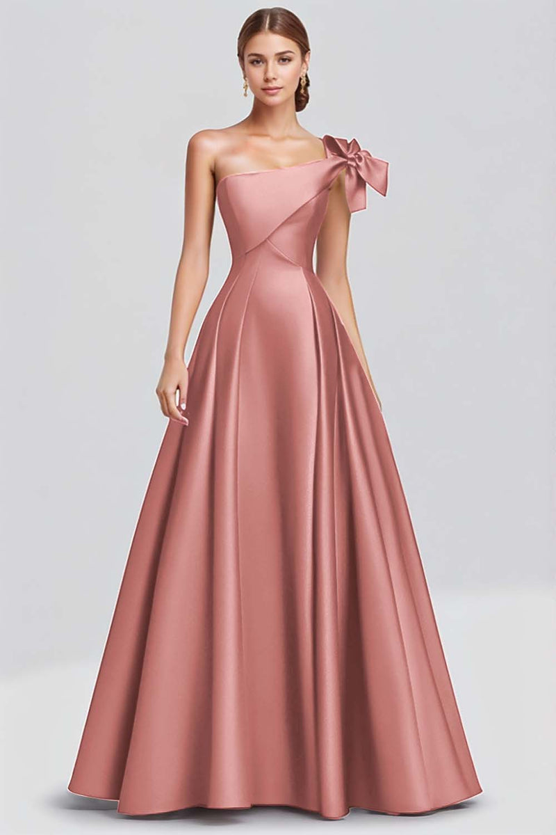 Load image into Gallery viewer, Ball Gown Dusty Sage One Shoulder Satin Long Formal Dress