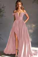 Load image into Gallery viewer, A Line Chiffon Pleated Long Black Tie Dress with Slit