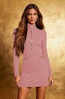 Load image into Gallery viewer, Black High Neck Long Sleeves Tight Cocktail Dress