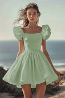 Load image into Gallery viewer, Dusty Rose Satin Mini Short Party Dress with Ruffles