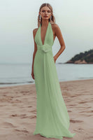 Load image into Gallery viewer, White Chiffon A Line V-Neck Engagement Dress