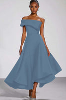 Load image into Gallery viewer, Navy One Shoulder A Line Long Formal Dress