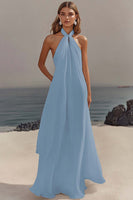 Load image into Gallery viewer, Lilac A Line Chiffon Halter Engagement Dress