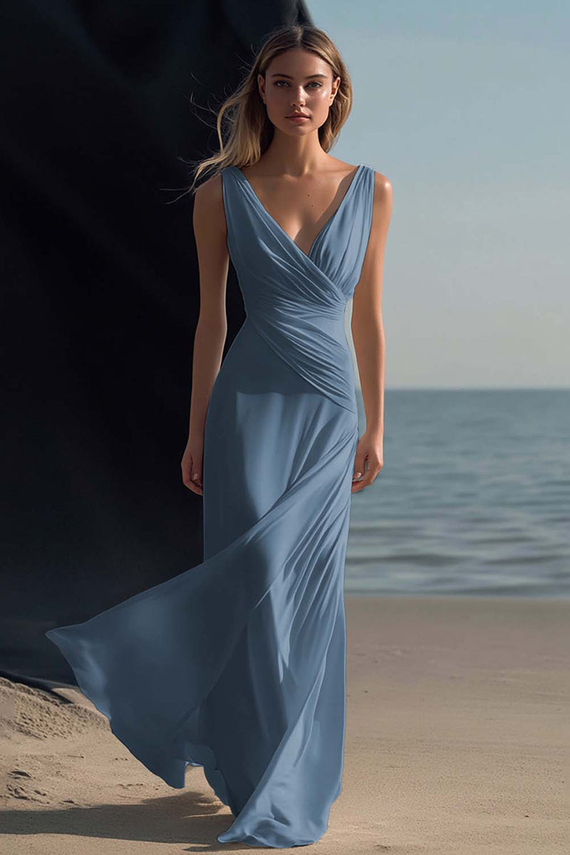 Load image into Gallery viewer, White Sheath V-Neck Chiffon Engagement Dress