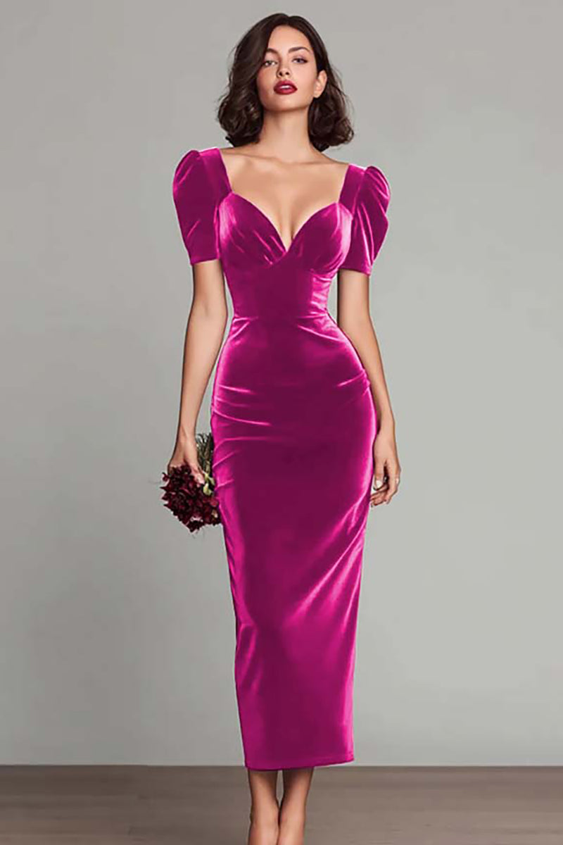 Load image into Gallery viewer, Burgundy Sheath Maxi Velvet Holiday Party Dress