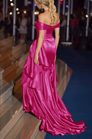 Load image into Gallery viewer, Dark Green Mermaid Off the Shoulder Long Gala Dress with Ruffles