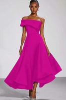 Load image into Gallery viewer, Navy One Shoulder A Line Long Formal Dress