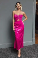 Load image into Gallery viewer, Dark Green Sheath Satin Sweetheart Long Formal Dress