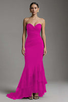 Load image into Gallery viewer, Black Sweetheart Ruched Mermaid Ruffled Long Formal Dress