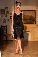 Load image into Gallery viewer, Red Roaring 20s Gatsby Fringed Flapper Dress