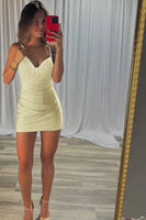 Load image into Gallery viewer, Sparkly Royal Blue V Neck Corset Bodycon Short Prom Dress with Beading