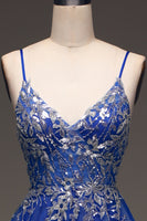 Load image into Gallery viewer, Tulle Spaghetti Straps Royal Blue Ball Gown with Sequins