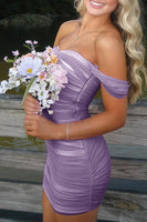 Load image into Gallery viewer, Red Bodycon Off the Shoulder Ruched Short Prom Dress
