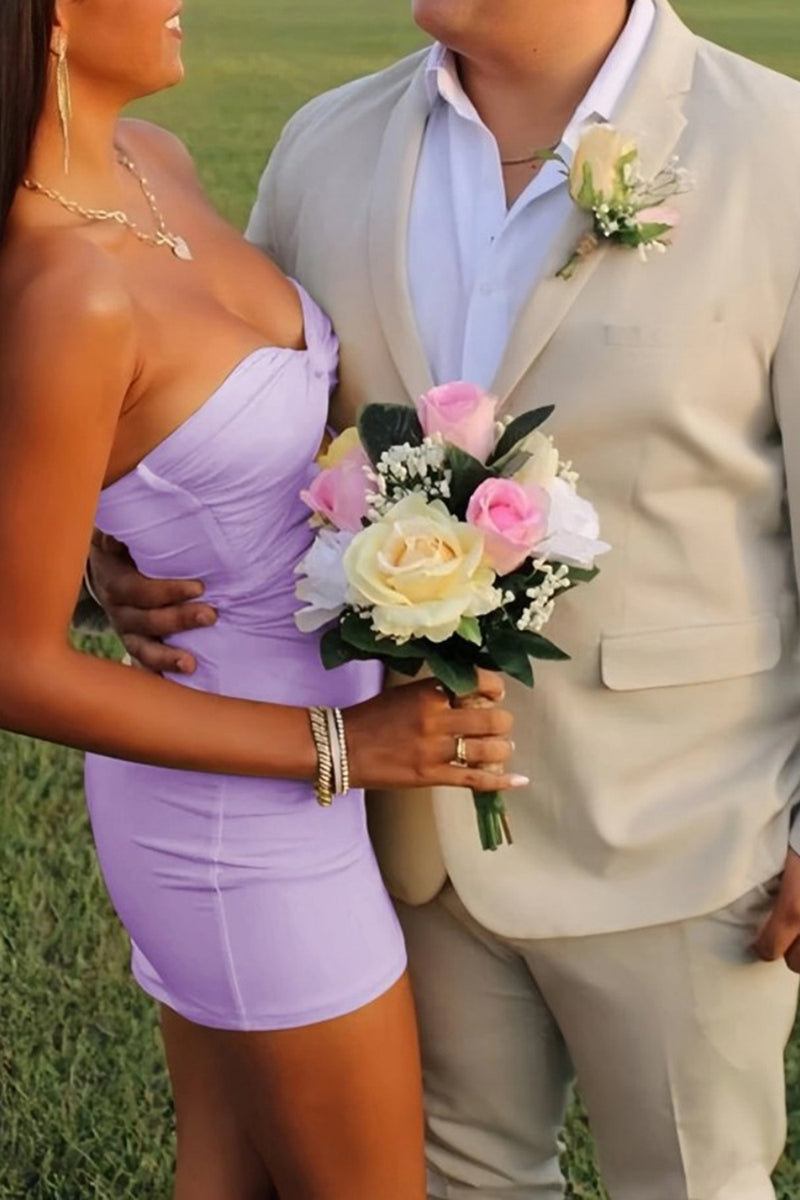 Load image into Gallery viewer, Lilac Sweetheart Keyhole Bodycon Short Prom Dress