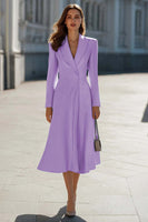 Load image into Gallery viewer, Sky Blue Satin Shawl Lapel A Line Midi Blazer Dress with Sleeves