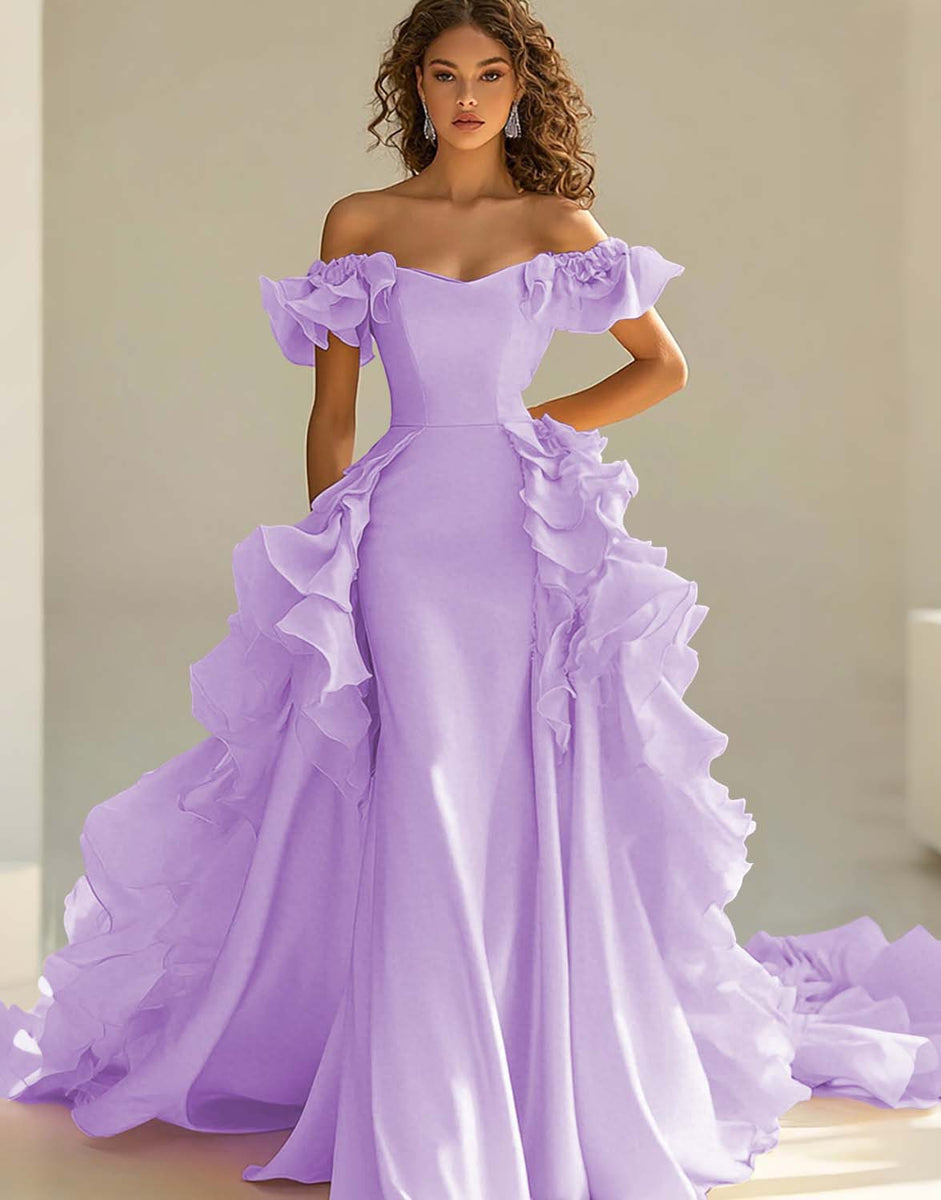 Load image into Gallery viewer, Yellow Mermaid Satin Long Prom Dress with Ruffles