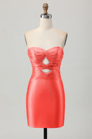 Load image into Gallery viewer, Sparkly Fuchsia Sweetheart Tight Short Beaded Prom Dress with Keyholes