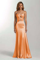 Load image into Gallery viewer, Dark Green Mermaid Satin Sweetheart Long Formal Dress
