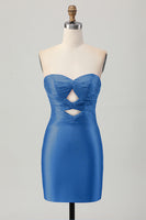 Load image into Gallery viewer, Sparkly Fuchsia Sweetheart Tight Short Beaded Prom Dress with Keyholes